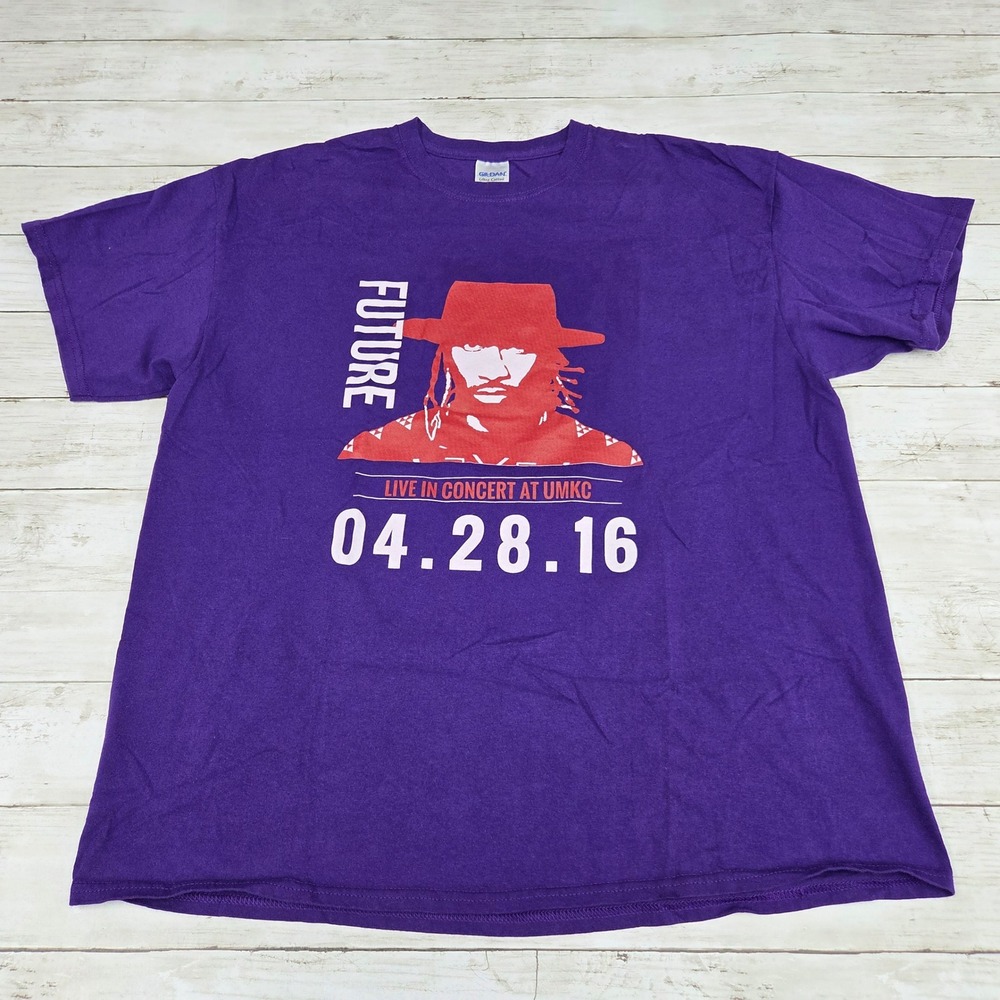 Gildan T-Shirt Men XL Purple Future‎ Live In Concert UMKC 2016 Staff Graphic Tee